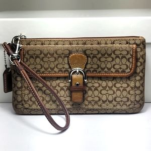 Coach wristlet signature tan and brown